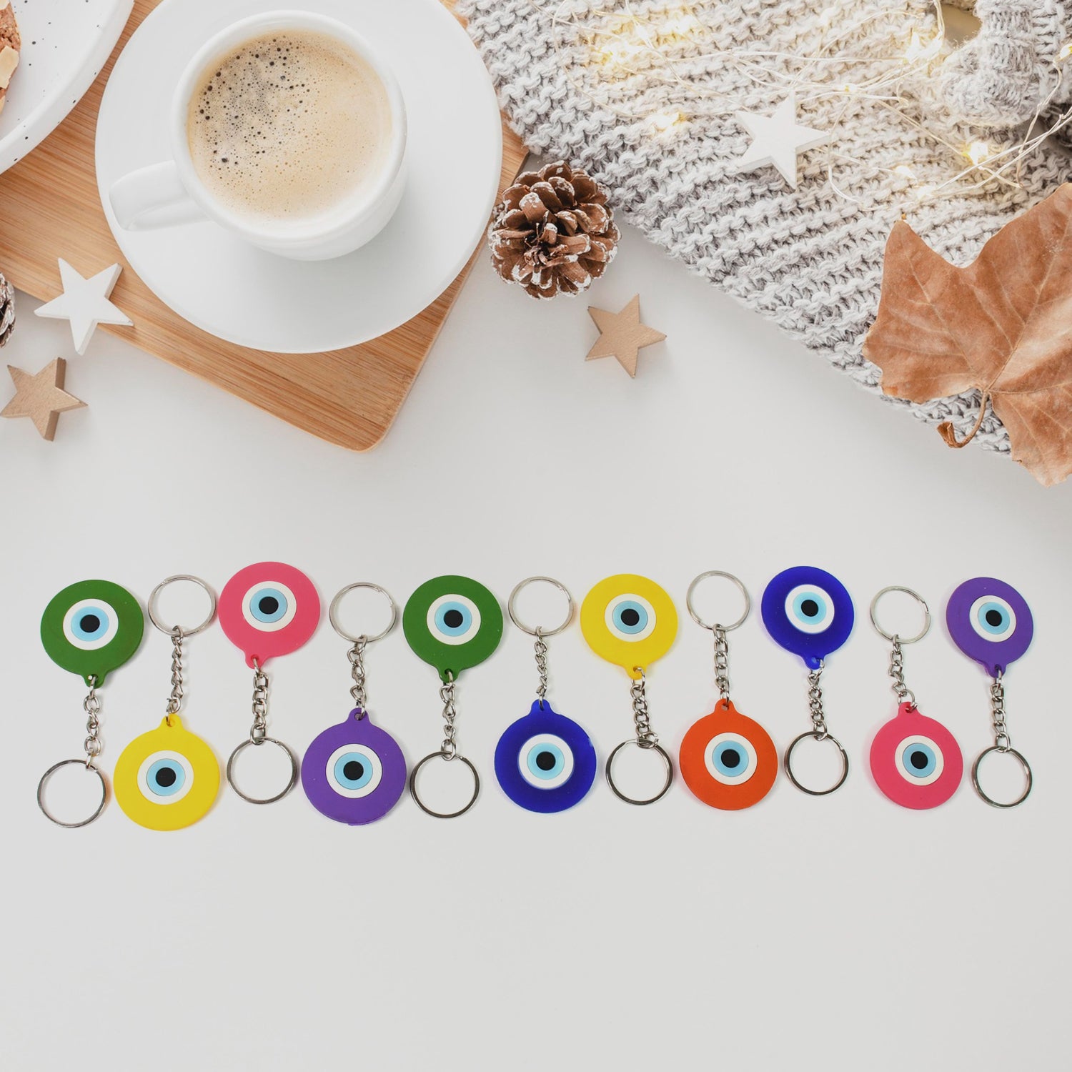 Evil Eye Rubber  Silicone Keychain (12 Pcs Set  Mix Color) Evil Eye Rubber  Silicone Keychain (12 Pcs Set  Mix Color)